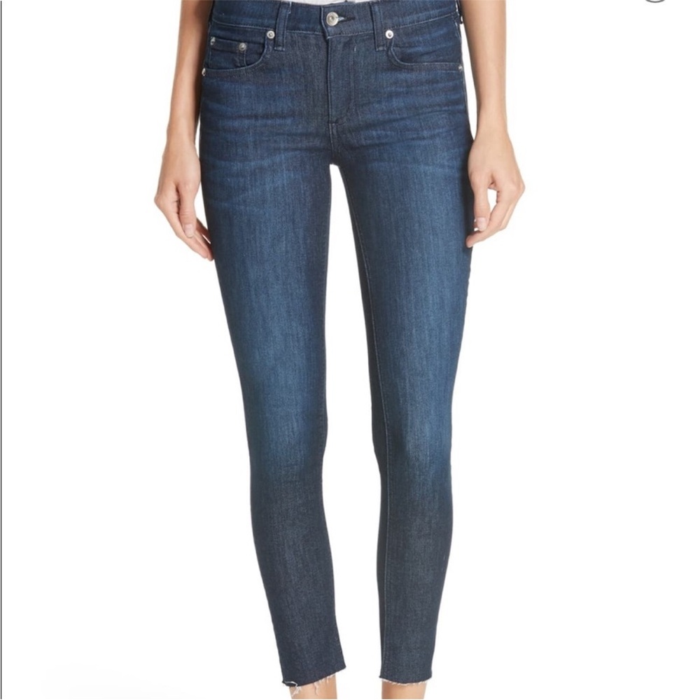 rag & bone “Ankle Skinny” Raw Hem in Tonal River 29